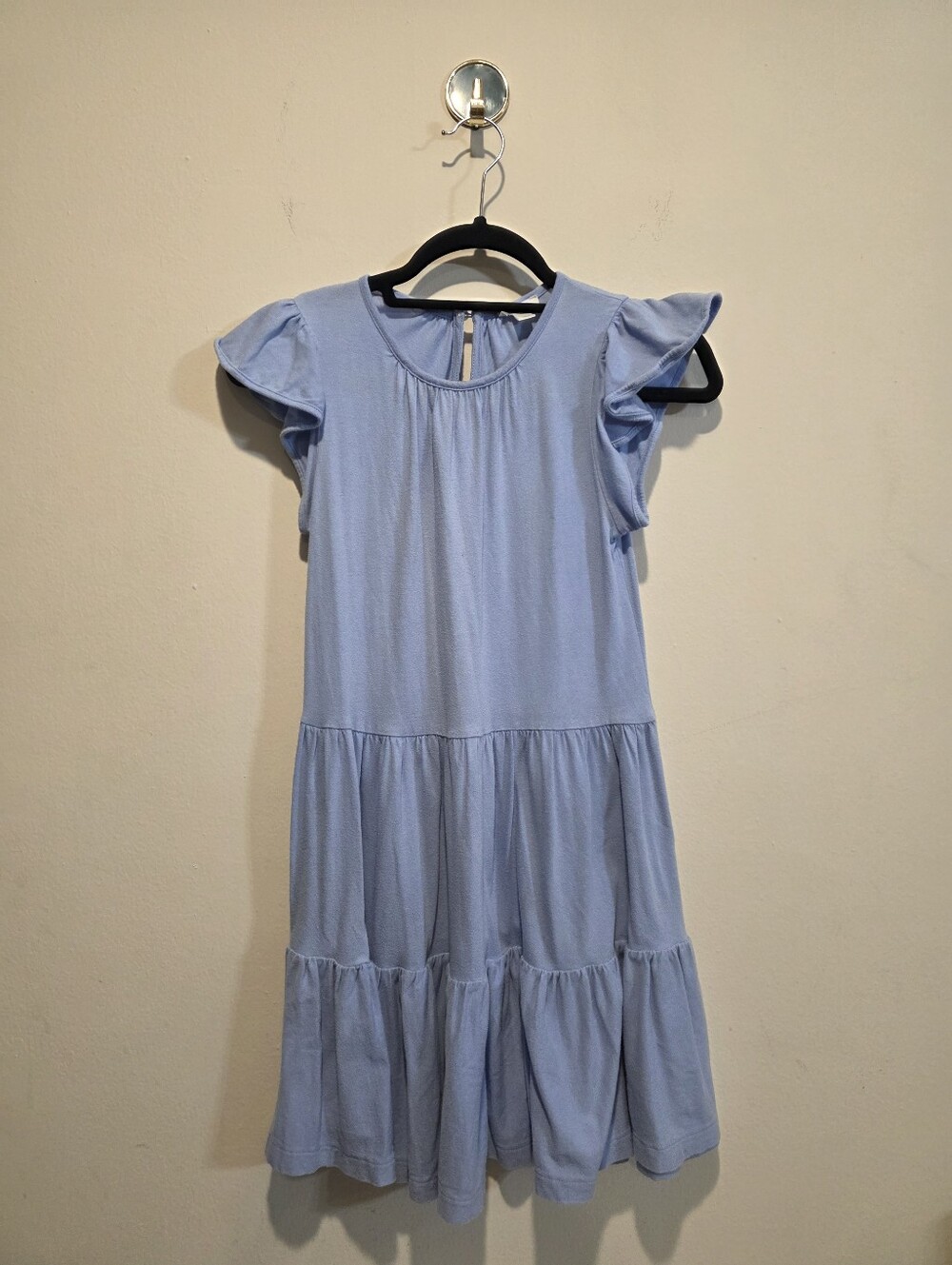 Crewcuts Light Blue Tiered Flutter Sleeve Dress